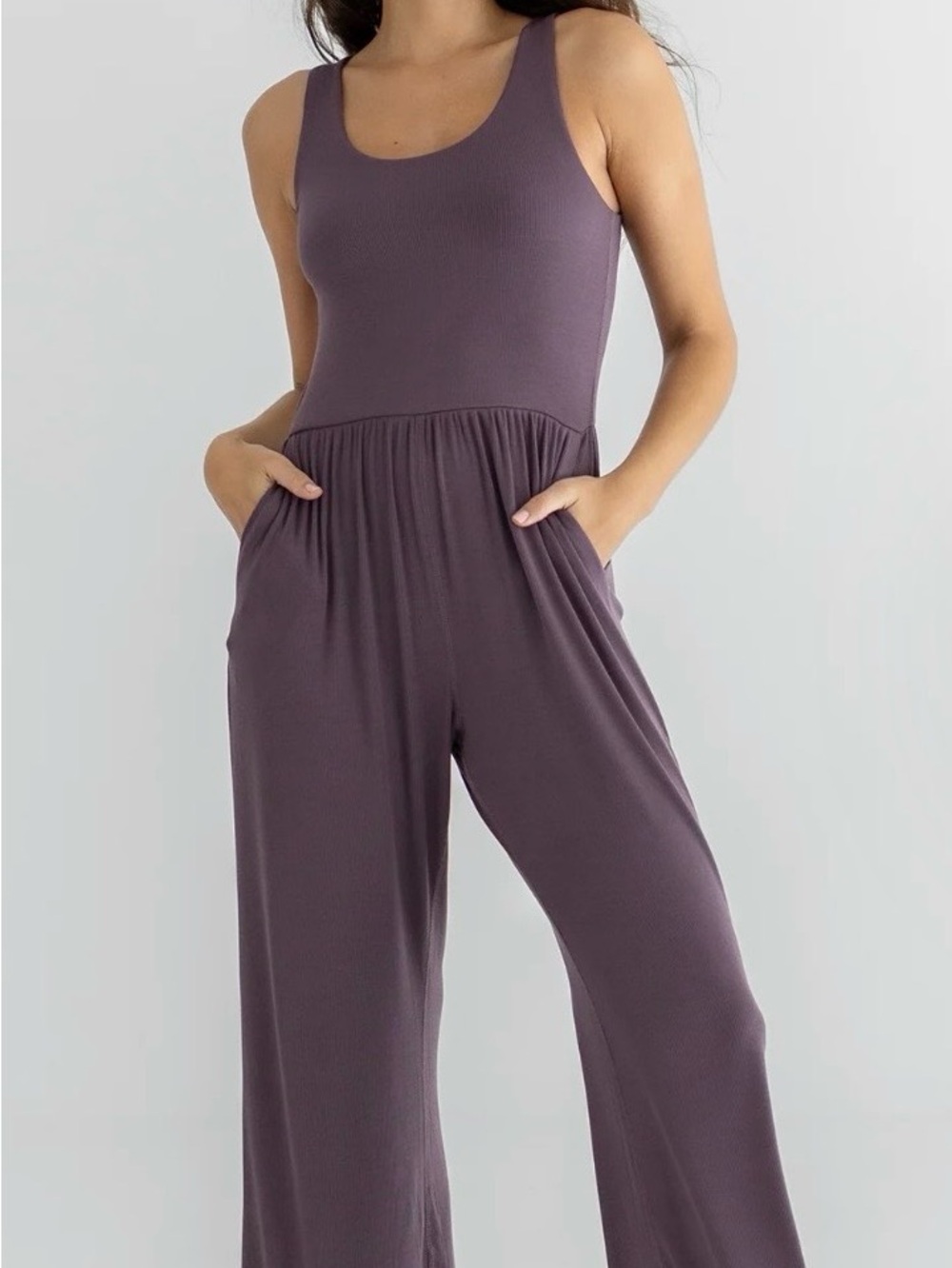 Imbodhi Hana 2.0 Wide-Leg Jumpsuit In Ribbed Raisin, Large